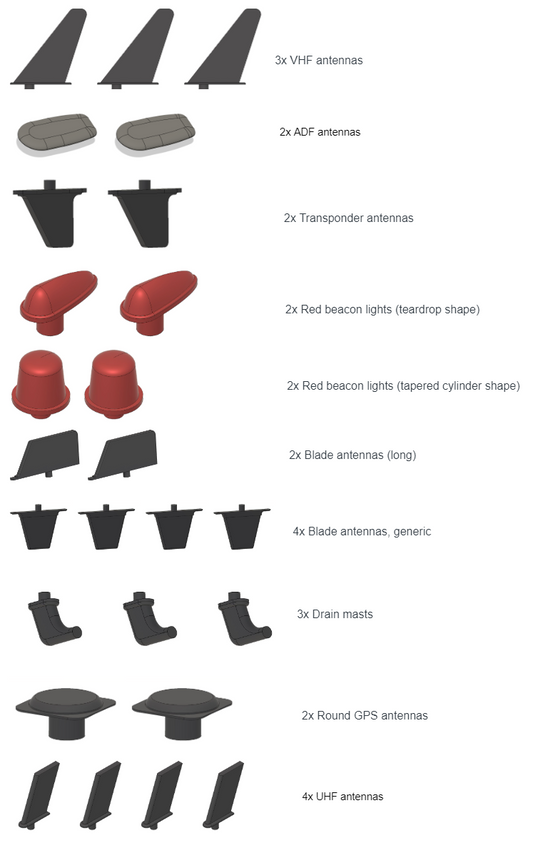 1:48 Aircraft Antenna Set (Basic)