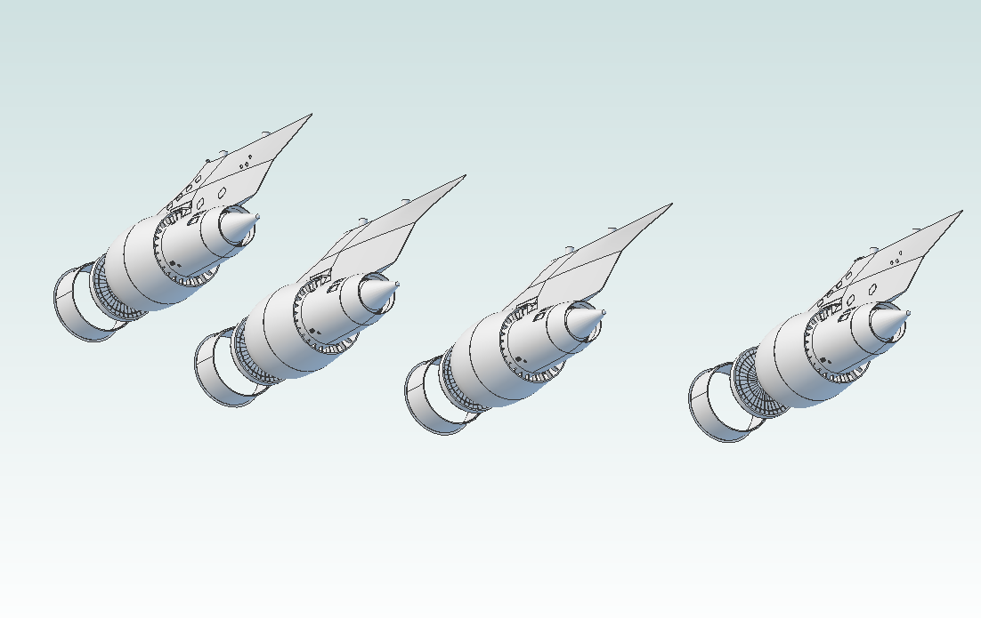 1:100 JT9D-7R Engine Set for the 747-200