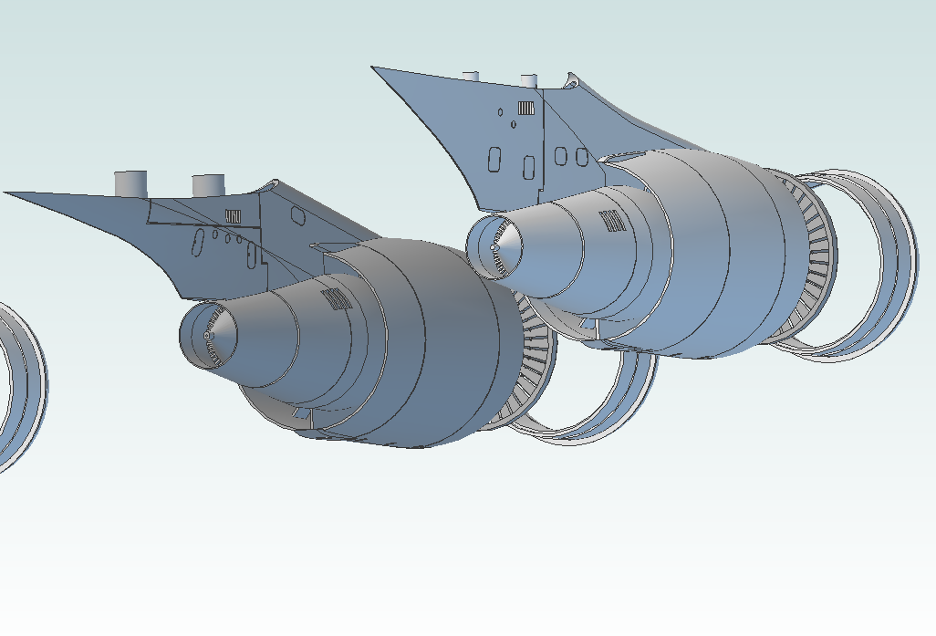 1:100 747-400 CF6-80C2 Engine Set